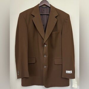 NWT Milano Worsted Wool Sport Coat Woolmark Suit Jacket 44L Office Hand Tailored